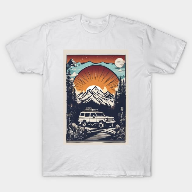 Beautiful nocturnal sun and mountain in the background T-Shirt by AySelin